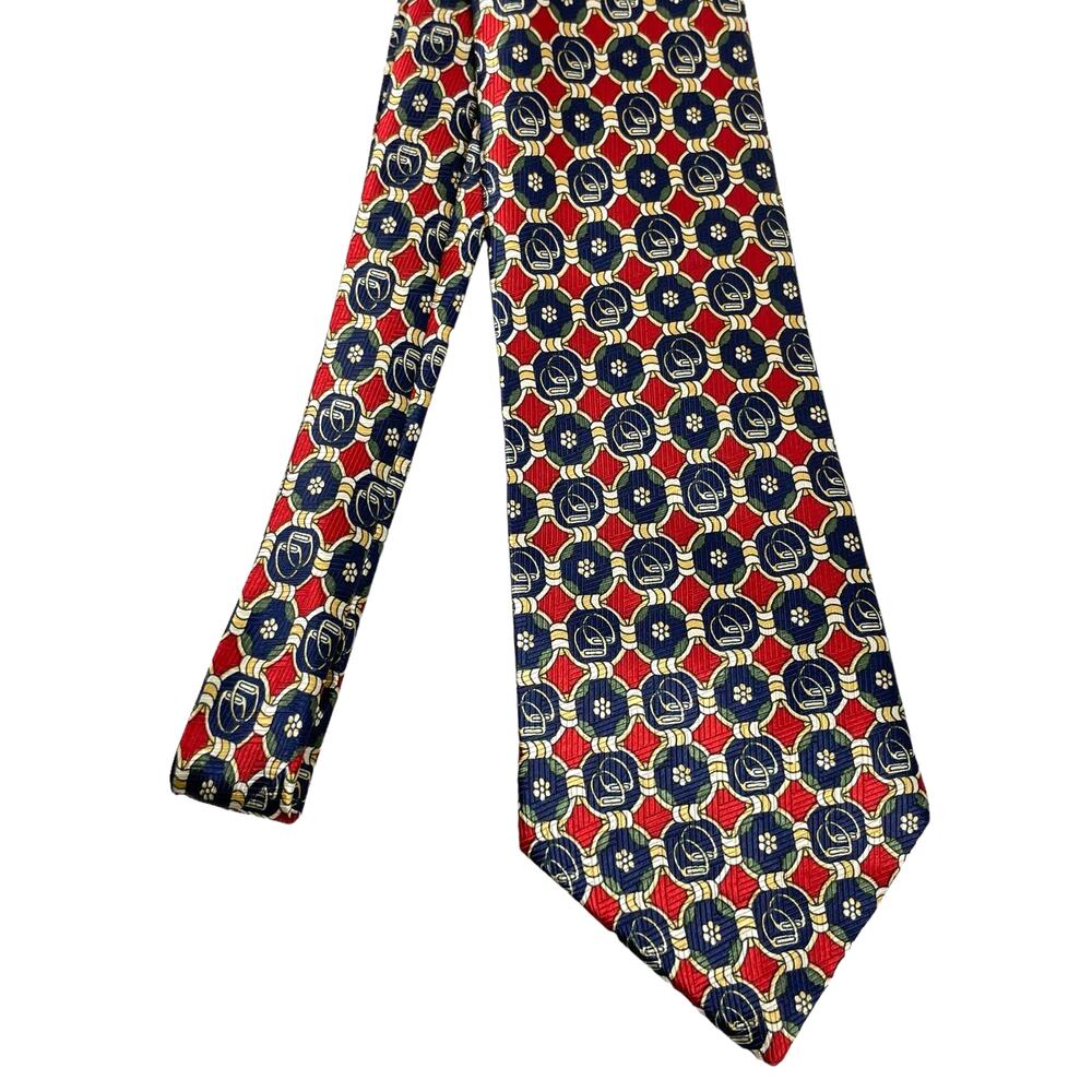 Pierre Cardin Paris Red Navy Print Men's Neck Tie Dad Office Career Staple